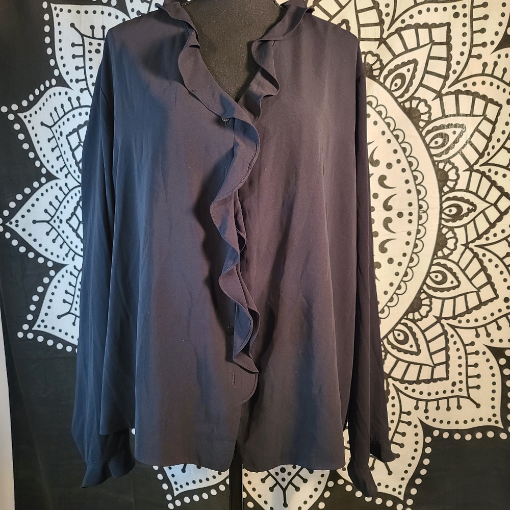 Laura Scott long sleeve ruffle blouse 26W